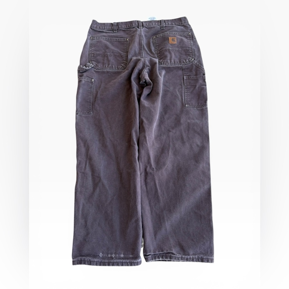 Faded Carhartt Dark Brown Double Knee Carpenter Pants Baggy Dungaree Fit 35W
